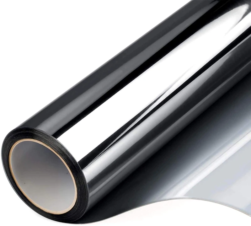 Filmgoo Window Tint for Home One Way Daytime Privacy Window Film Heat Blocking Anti UV Mirrored Reflective Window Film for Home and Office, Black Silver, 29.5 Inch x 6.5 Feet