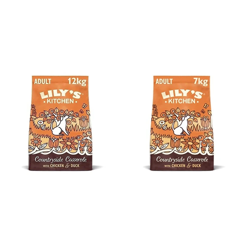 Lily's Kitchen Chicken & Duck Countryside Casserole Natural Grain Free Complete Adult Dry Dog Food (12 kg) & Chicken & Duck Countryside Casserole - Grain Free Adult Dry Dog Food (7 kg)