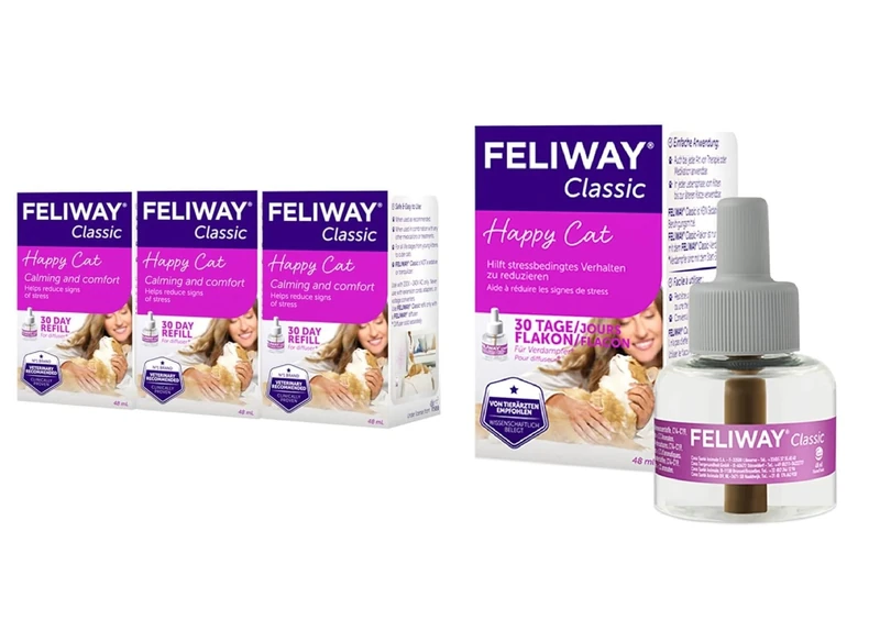 Feliway Classic 30 day Refill x3 Value Pack Classic comforts cats - 48ml x3 & Classic 30 day Refill comforts cats, helps solve behavioural issues and stress/anxiety in the home - 48ml