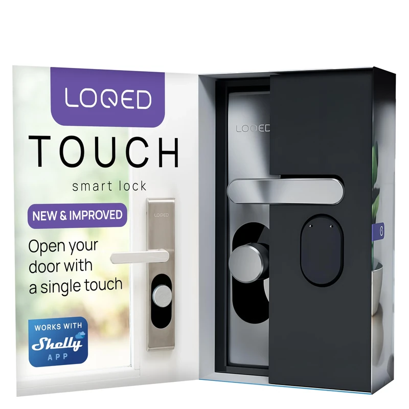 Loqed Smart Home Door Lock - Electronic Front Door Lock - 256 Bit Encryption - Smart Lock with Finger Press Opening + Smartphone App - Stainless Steel
