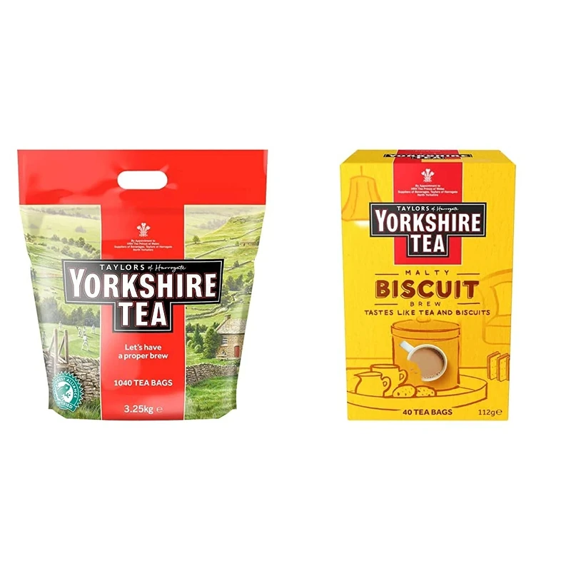 Yorkshire Tea Bags 3.25 Kg (1040 tea bags) & Biscuit Brew Flavoured Tea Bags, Pack of 4 (Total 160 Tea bags)
