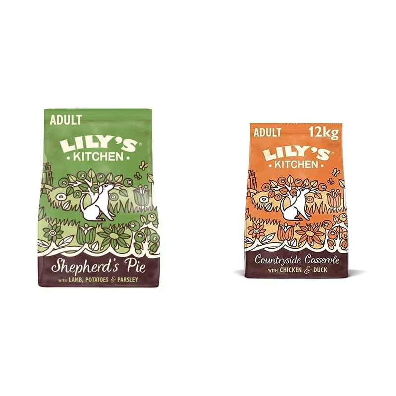 Lily's Kitchen Lamb Shepherd's Pie Natural Grain Free Complete Adult Dry Dog Food (12 kg) & Chicken & Duck Countryside Casserole Natural Grain Free Complete Adult Dry Dog Food (12 kg)