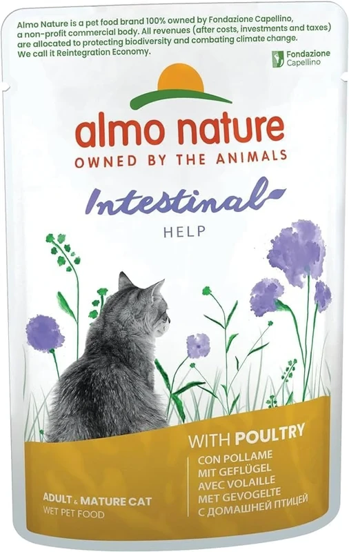 Almo Nature Functional Intestinal Help Wet Cat Food with Poultry & with Fish (Pack of 30 x 70g Pouches)