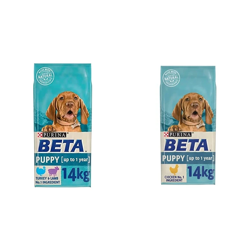 BETA Puppy Dry Dog Food Turkey & Lamb, 14kg & Puppy Dry Dog Food Chicken, 14kg