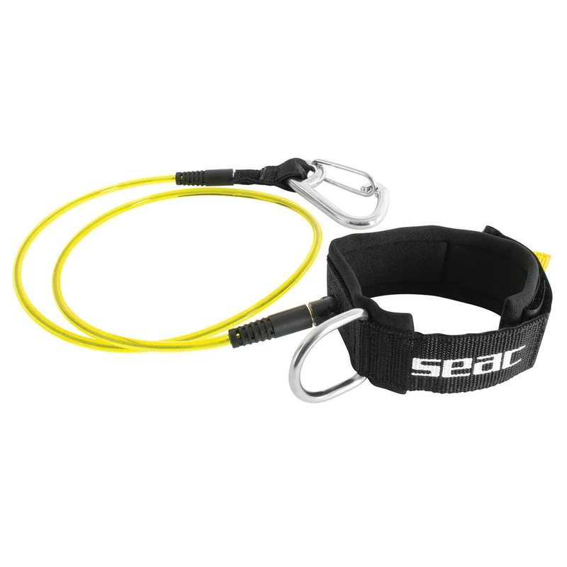 SEAC Unisex Lanyard safety cable with carabiner for freediving, Black, standard UK