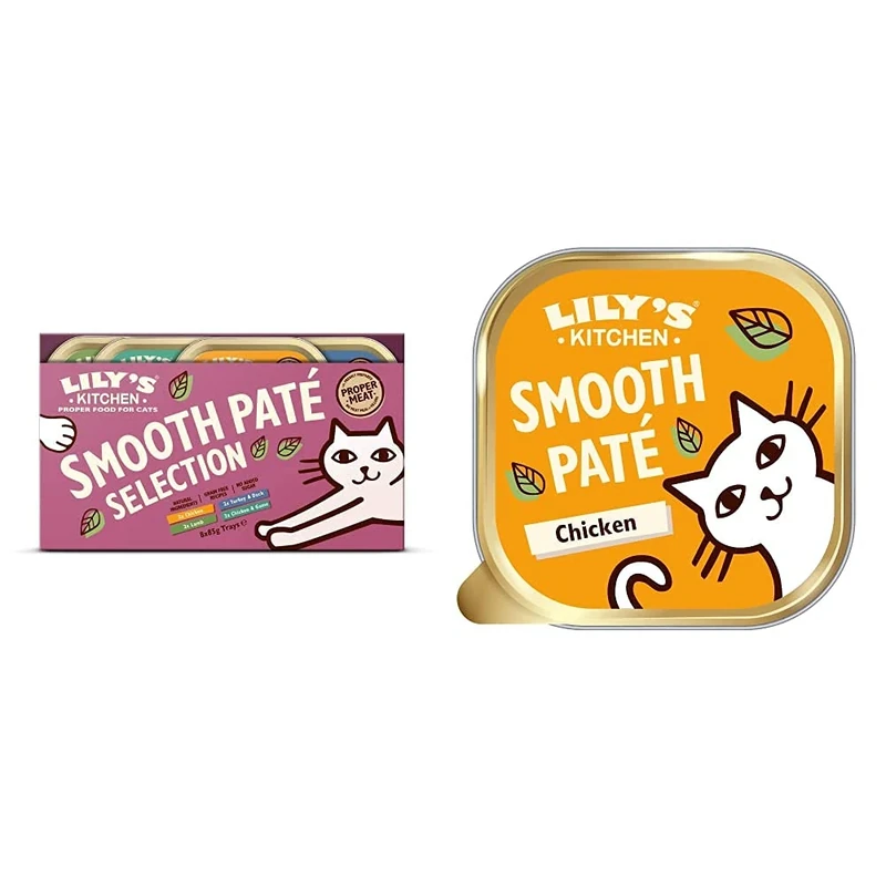 Lily's Kitchen Everyday Favourites Pate - Adult Wet Cat Food (4 Packs x 8 Trays x 85 g) & Classic Chicken Dinner Wet Cat Food, 19 x 85g