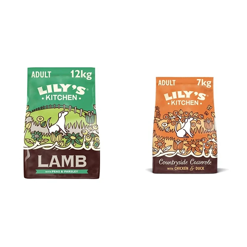 Lily's Kitchen Lamb Shepherd's Pie Natural Grain Free Complete Adult Dry Dog Food (12 kg) & Chicken & Duck Countryside Casserole - Grain Free Adult Dry Dog Food (7 kg)