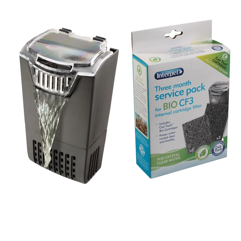 Interpet Internal Aquarium Fish Tank Cartridge Filter, CF3, Cleans Water, for Coldwater & Tropical Aquariums 111-160 Litres & 3 Month Service Pack for the Internal Cartridge Filter CF3