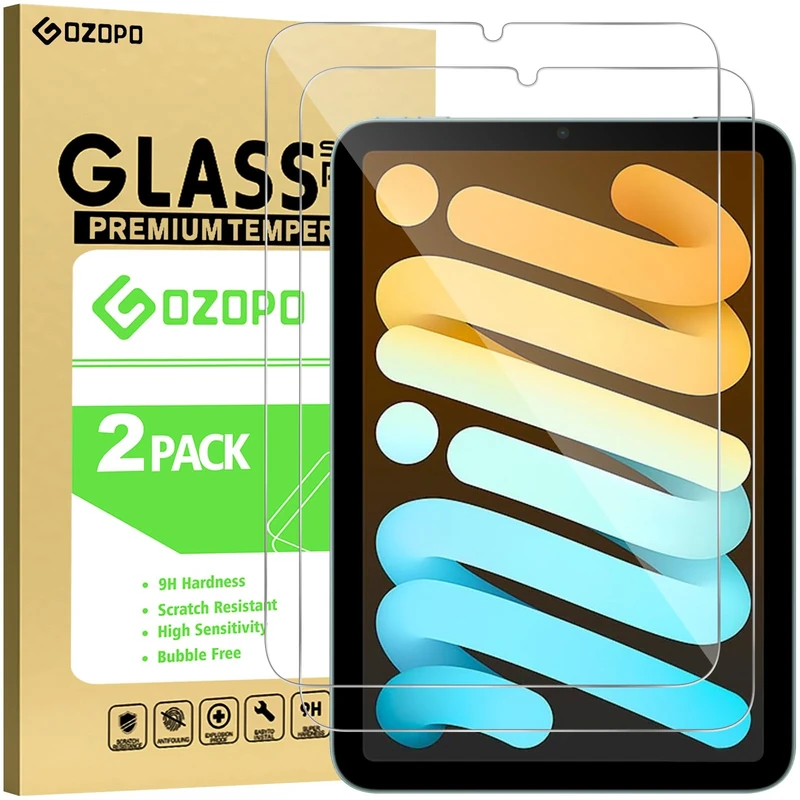GOZOPO [2 Pack] Screen Protector for iPad mini (A17 Pro, 2024 Model, 7th Generation) / mini 6 (2021 Model, 6th Generation) 8.3 inch, Tempered Glass Film [Scratch Resistant] [Bubble Free]