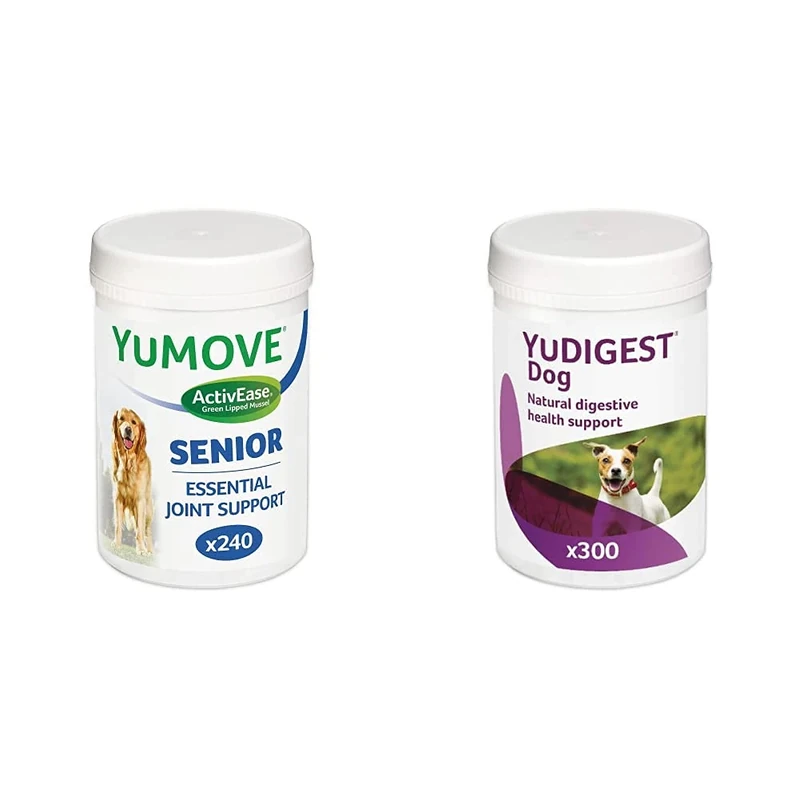 Lintbells | YuMOVE Senior Dog | High Strength Hip and Joint Supplement Designed for Older| Aged 9+ | 240 Tablets & YuDIGEST Dog | Probiotics for Dogs with Sensitive Digestion | 300 Tablets