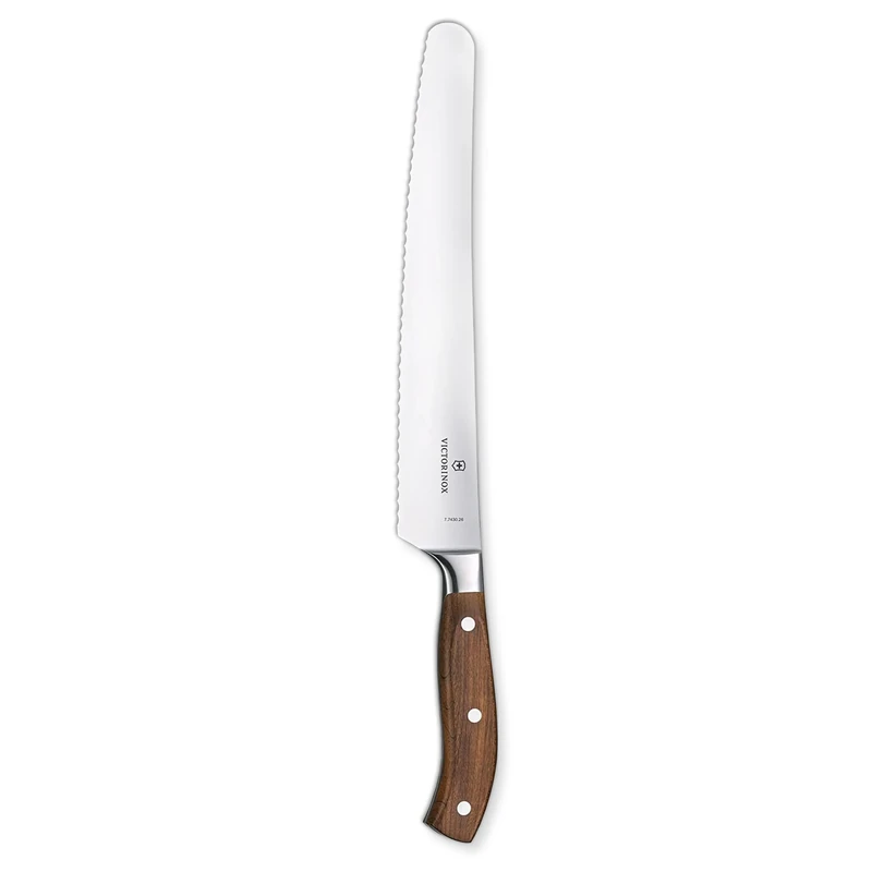 Victorinox Grand Maître Bread Knife, Wood, Wavy Edge, 26 cm Blade, Forged, Stainless Steel