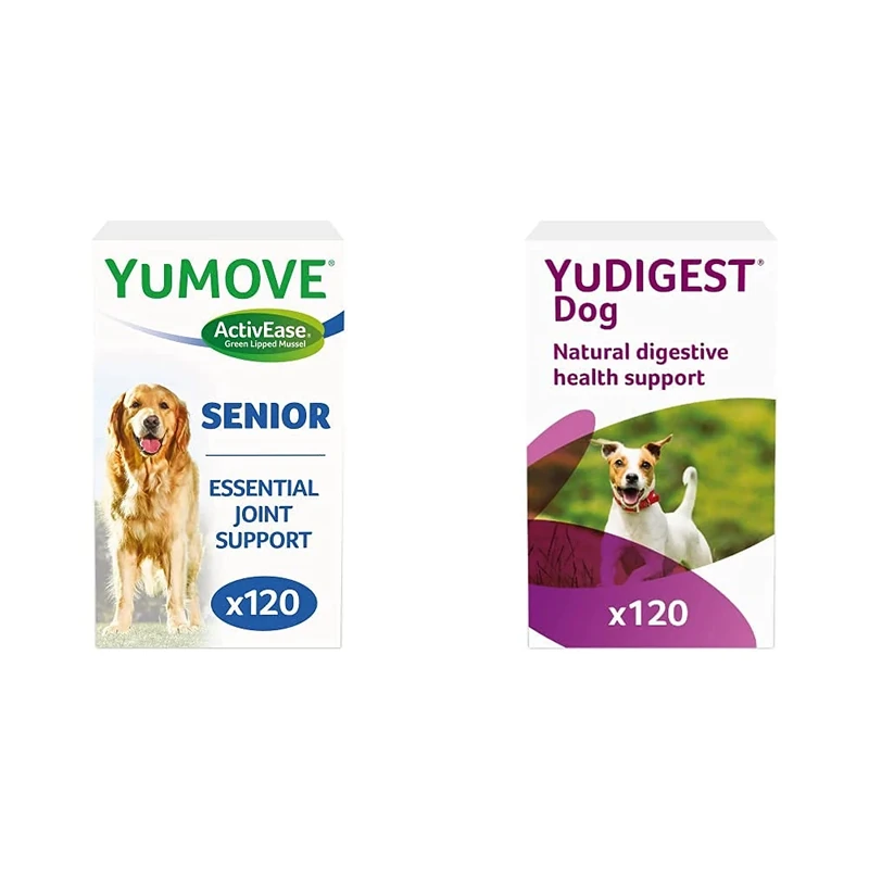 Lintbells | YuMOVE Senior Dog | High Strength Hip and Joint Supplement Designed for Older, Stiff Dogs | Aged 9+ | 120 Tablets & YuDIGEST Dog | Probiotics for Dogs with Sensitive Digestion |120 Tablets