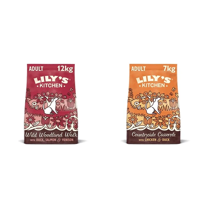 Lily's Kitchen Duck, Salmon & Venison Natural Grain Free Complete Adult Dry Dog Food (12 kg) & Chicken & Duck Countryside Casserole - Grain Free Adult Dry Dog Food (7 kg)