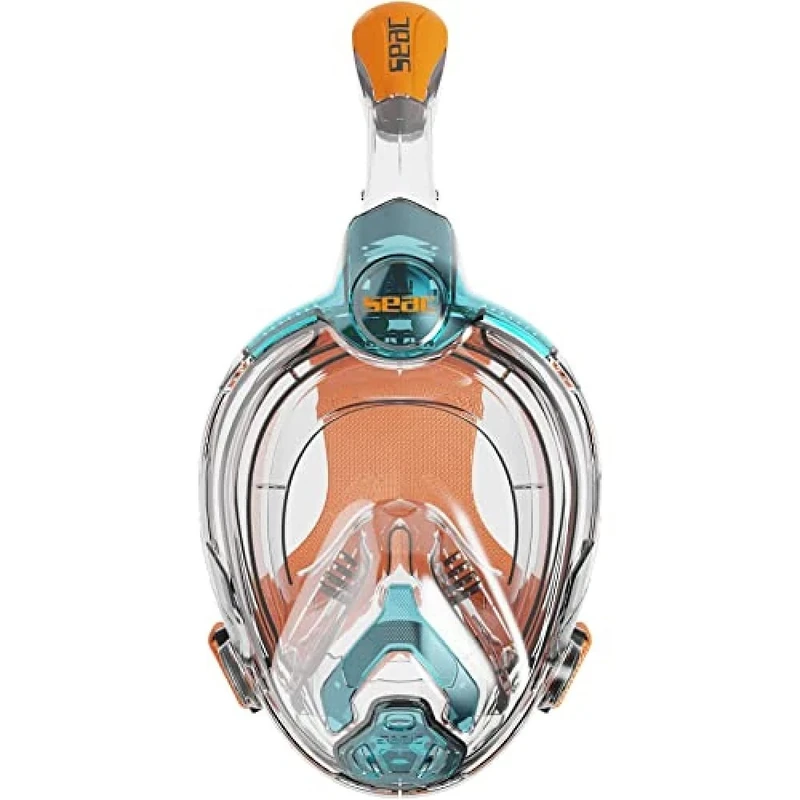 SEAC Libera, New Generation Integrated Snorkeling Mask, Hypoallergenic Silicone, Quick Release, 4 Sizes, blue/orange, JUNIOR