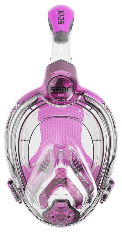 SEAC Libera, New Generation Integrated Snorkeling Mask, Hypoallergenic Silicone, Quick Release, 4 Sizes, transparent/pink, JUNIOR