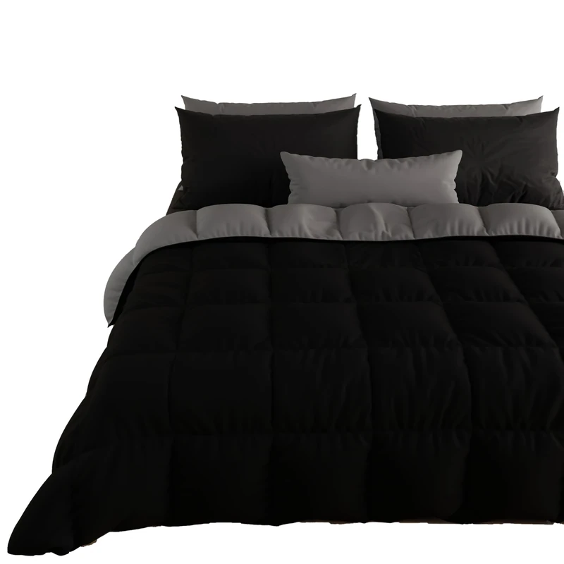 PETTI Artigiani Italiani - Winter Double Quilt, Double Duvet, Solid Color Double Sided Black 100% Made in Italy