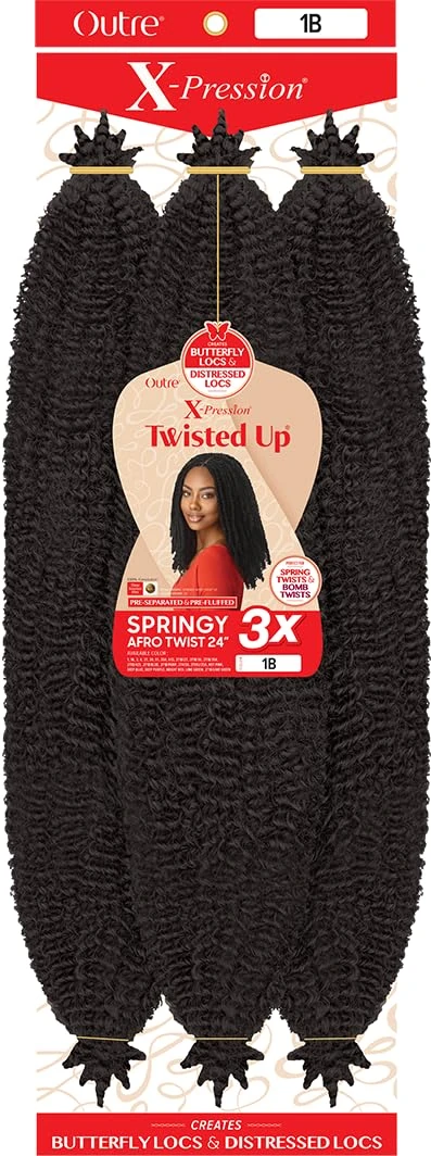 Outre Crochet Braids X-Pression Twisted Up 3X Springy Afro Twist 24" (1-Pack, 1)