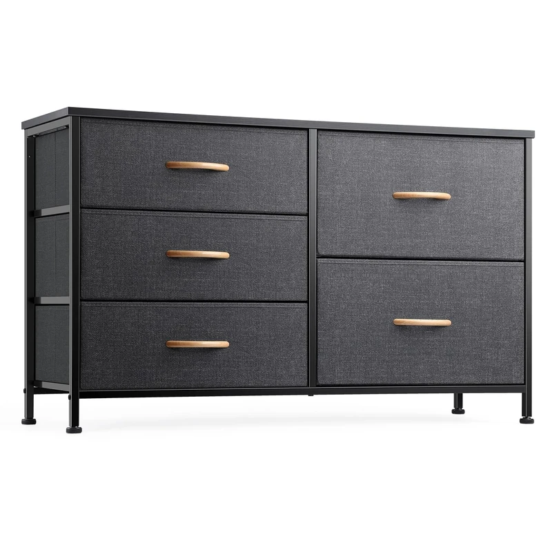 Nicehill 5-Drawer Chest of Drawers - Black Grey Storage Organizer