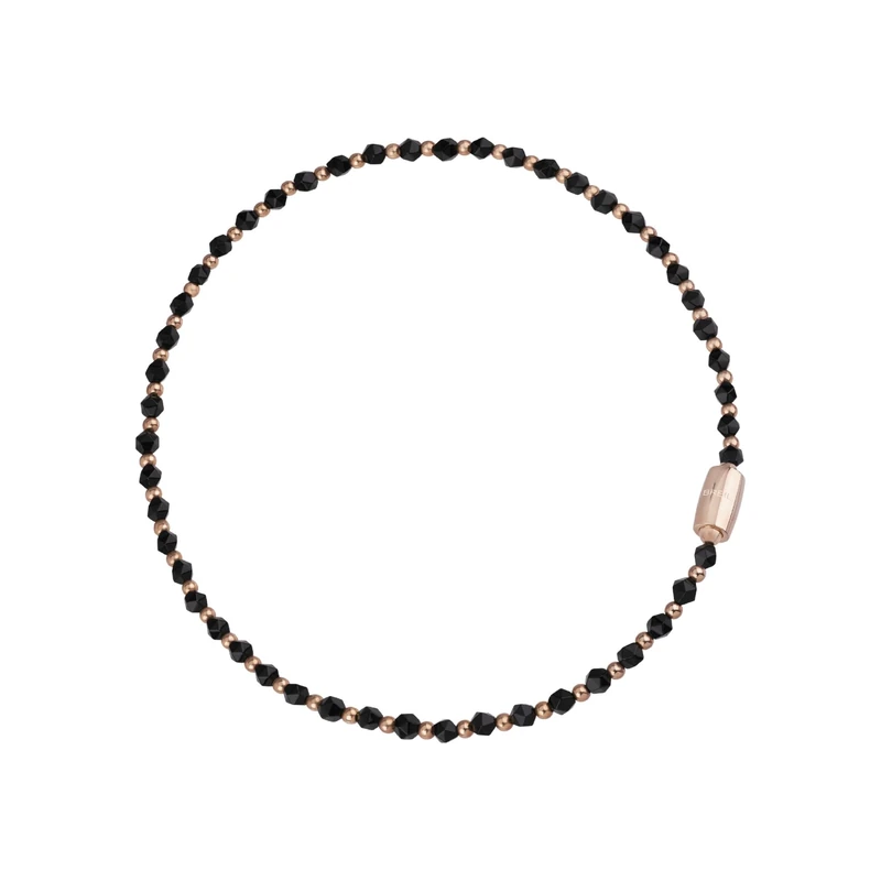 Breil - Women's Necklace Magnetica System Collection TJ3048 - Women's Jewellery - Stainless Steel Chocker for Women, with Pink IP Polished Steel Spheres and Faceted Onyx Spheres - Max Length 45 cm