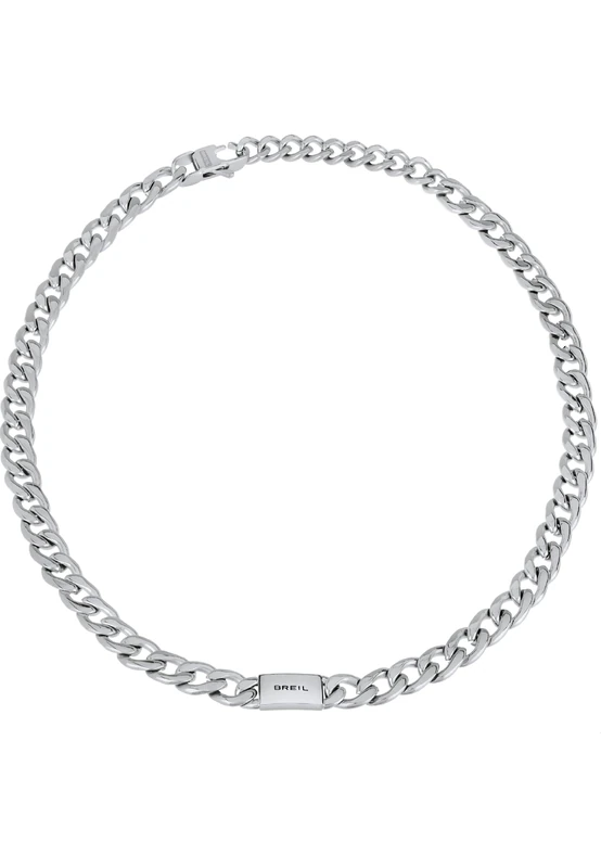 Breil - Necklace Logo Mania Collection TJ3070 - Unisex Jewellery - Steel Necklace for Men and Women with Steel Plate with Logo - Adjustable Length from 47 cm to 52 cm