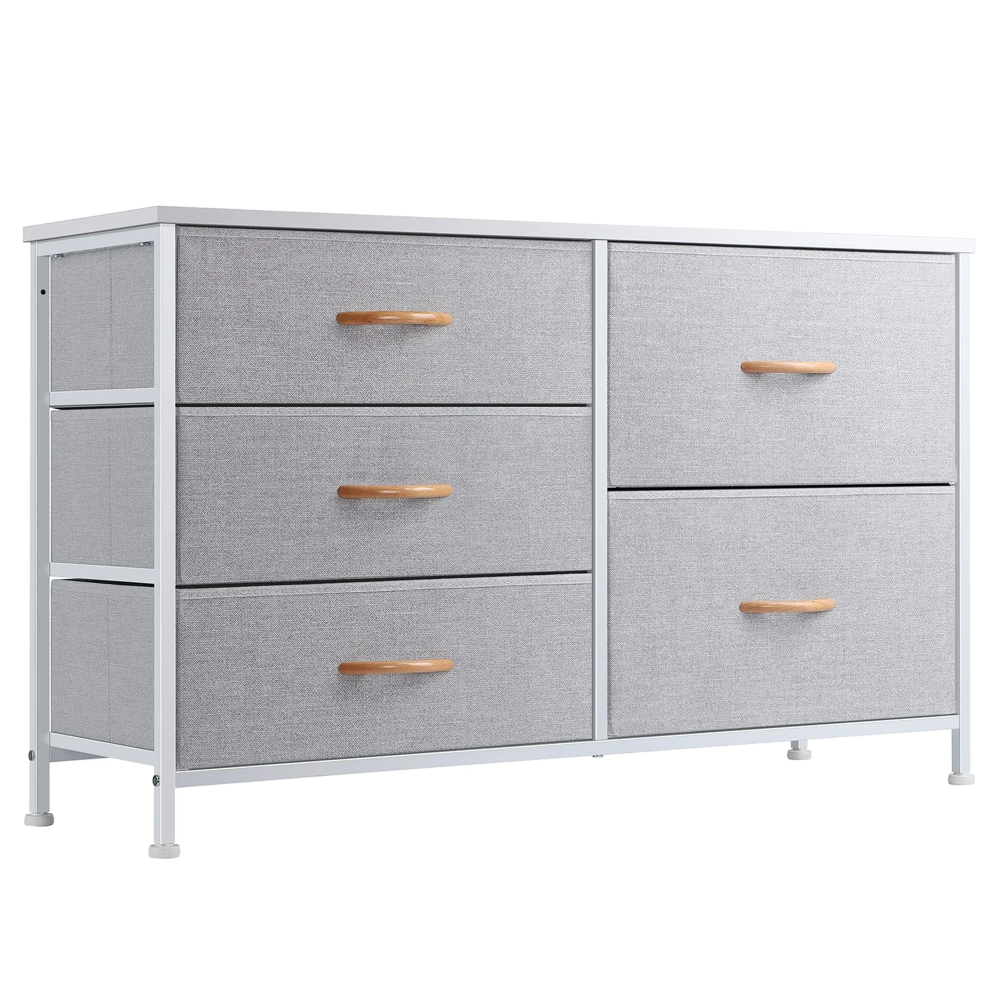Nicehill Tall Chest of Drawers for Bedroom, Storage Drawer Organizer, Fabric Drawers for Closet, Living Room, Hallway, Entryway, Light Grey