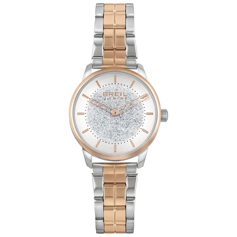Breil Ladys' Lucille Watch Collection Mono-Colour Silver dial 2 Hands Quartz Movement and IP Coloured Stainless Steel Rose Gold Bracelet EW0542