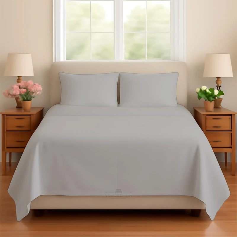 Sleeper Sofa Bed Sheet Set - Queen Silver Grey Solid Sofa Bed Sheets - 100% Cotton 400 Thread Count Sofa Sheets - Sleeper Sofa 4 PC's Sheet Set - Sleeper Sofa Sheets - Fits Mattresses Up to 6" Drop