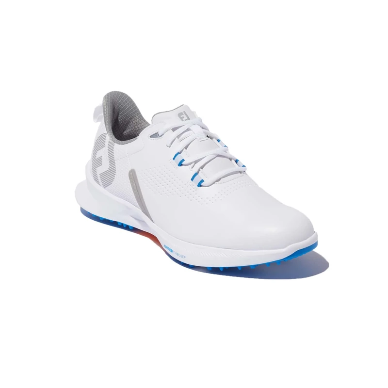 FootJoy 55440075W Men's Fuel Golf Shoe, 7.5 UK Wide, White/White/Orange