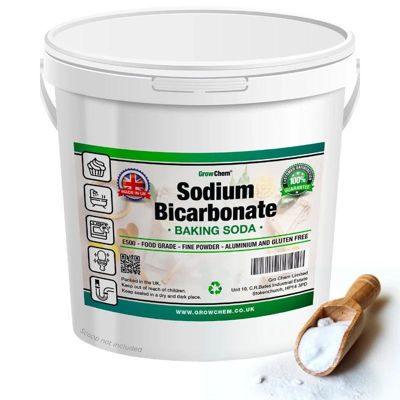 Grow Chem Baking Soda, Sodium Bicarbonate (10kg Bucket) UK MADE Pure Baking Soda for ECO Friendly Cleaning, Baking, Bath Bombs, Odour Removal and Teeth Cleaning