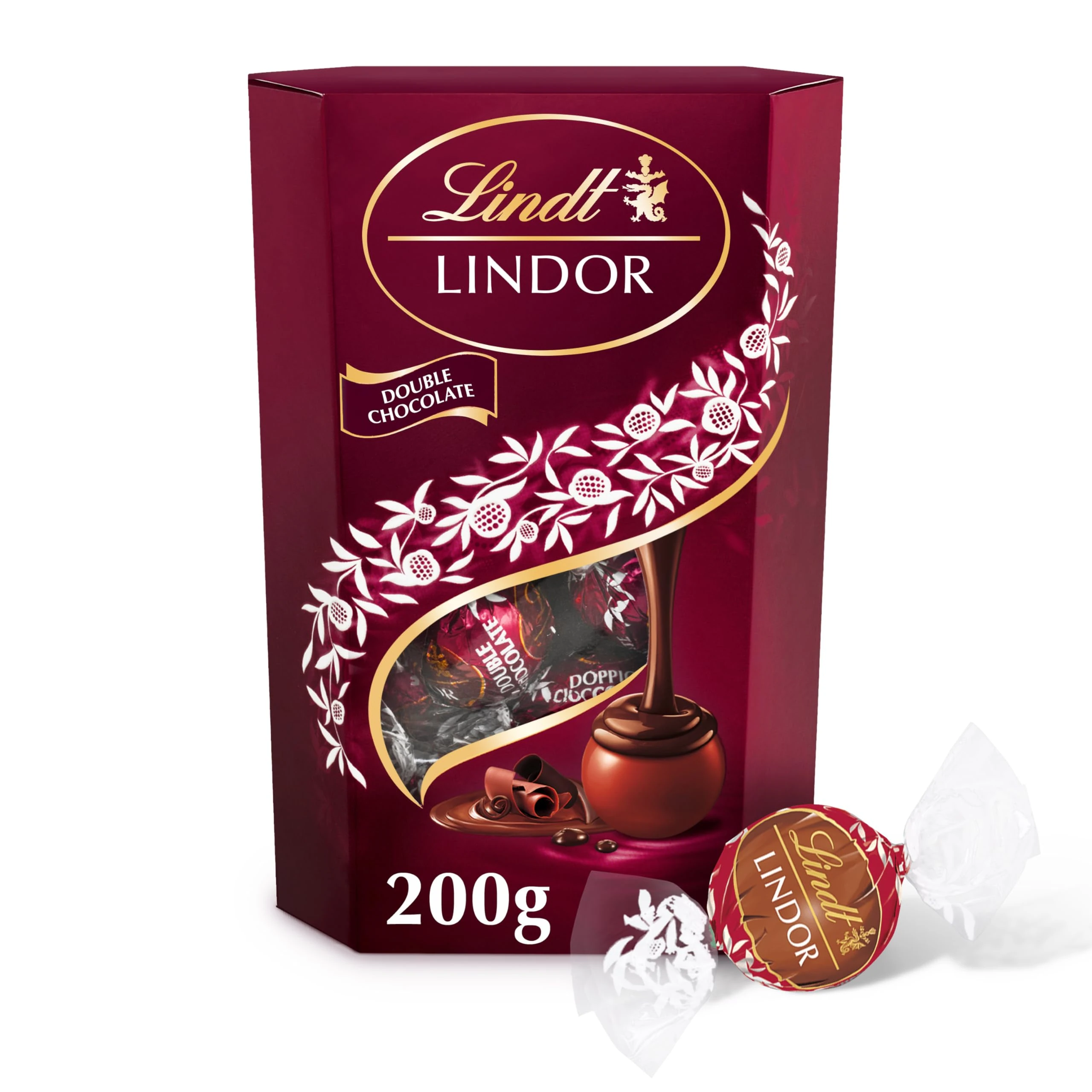 Lindt Lindor Double Chocolate Truffles – 200g Box (Approx. 16 Balls) – Smooth Filling – Christmas, Gift, Birthday, Congratulations Treat