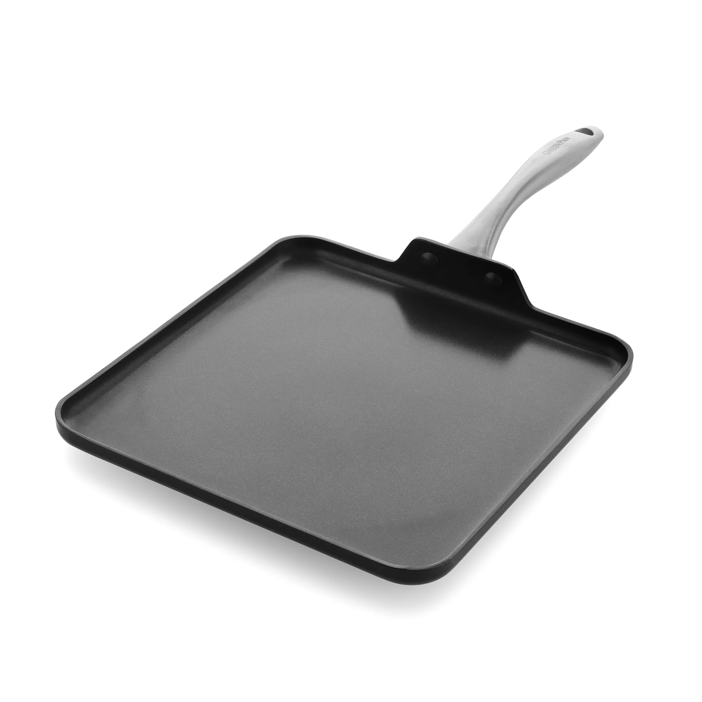 GreenPan Lima Midnight Hard Anodized Healthy Ceramic Non-Stick 28 cm Square Griddle Pan, PFAS-Free, Induction Suitable, Oven Safe, Black