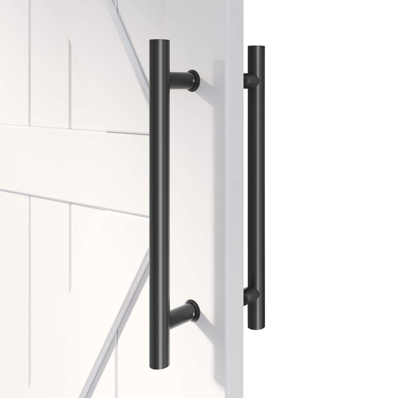 EaseLife 16" Push Pull Door Handle, Double Sided H Shape, Matte Black Stainless Steel, Fit for Glass & Wooden Doors