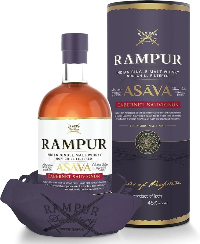 Rampur - Asava - Indian Single Malt Whisky - 45% ABV - 70cl Single Bottle - Unique, Smooth & Delicate - Whisky Single Malt - Premium Whisky - Complex Tasting Notes - Smokey Flavours