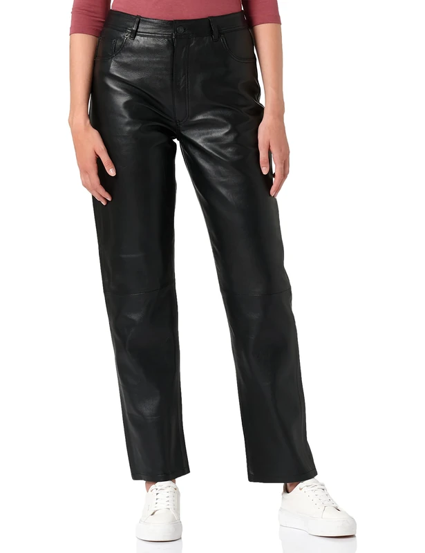 Jack & Jones Women's Jack & Jones JXGRACE Straight HW Leather Pants NOOS Shorts, Black, M