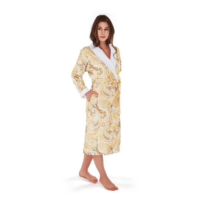 Möve Lightweight Dressing Gown with Terry Cloth Lining, Yellow, Größe 38