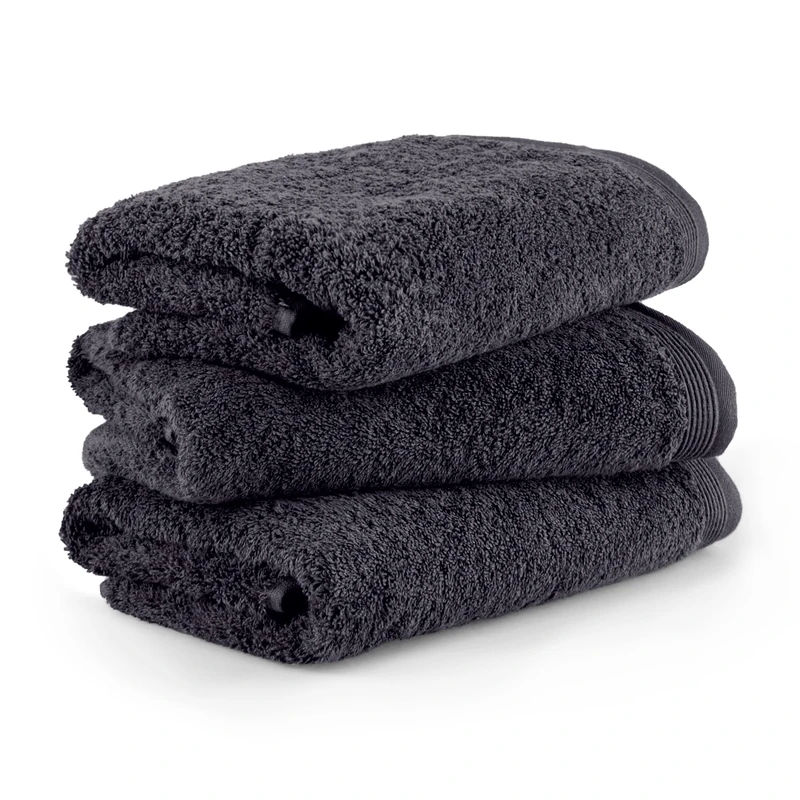 Möve Superwuschel hand towel set, 3 hand towels 50 x 100 cm, Made in Germany, 100% cotton, dark grey