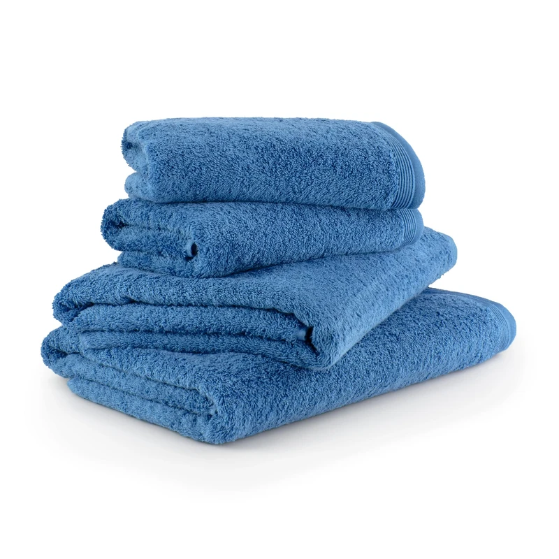 möve Superwuschel hand towel set, 2 shower towels 80 x 150 cm & 2 hand towels 50 x 100 cm, Made in Germany, 100% cotton, cornflower