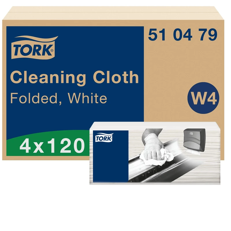 Tork Cleaning Cloth White W4, Flexible, 4 x 120 Cloths, 510479
