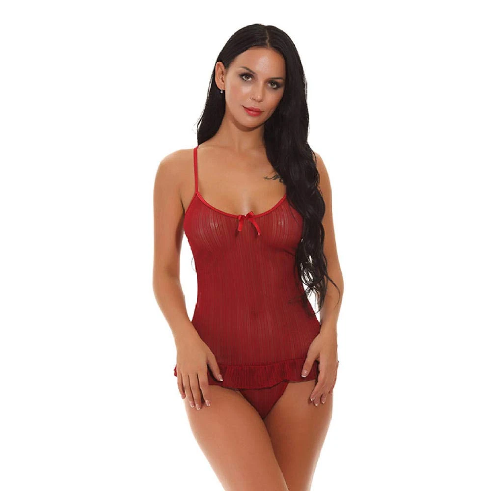 Women's Erotic Lingerie Sets Sexy Women Tank Top Set-Red_XXL