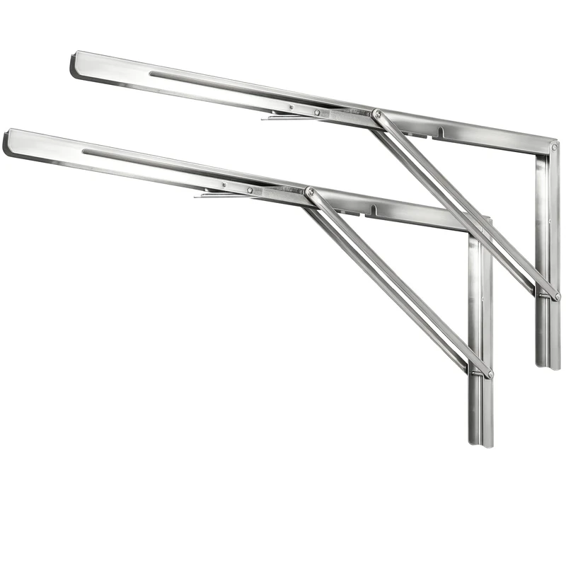 24 Inch Stainless Steel Folding Shelf Brackets - 2 Pack