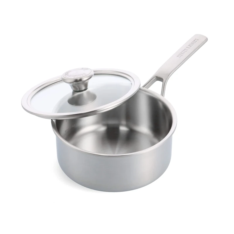 Merten & Storck Tri-Ply Stainless Steel Induction 16cm/1.5 Litre Saucepan Pot with Lid, Multi Clad, Oven Safe, Silver