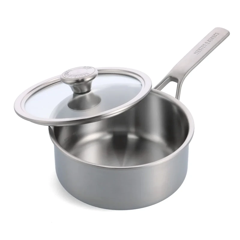 Merten & Storck Tri-Ply Stainless Steel Induction 20cm/2.9 Litre Saucepan Pot with Lid, Multi Clad, Oven Safe, Silver