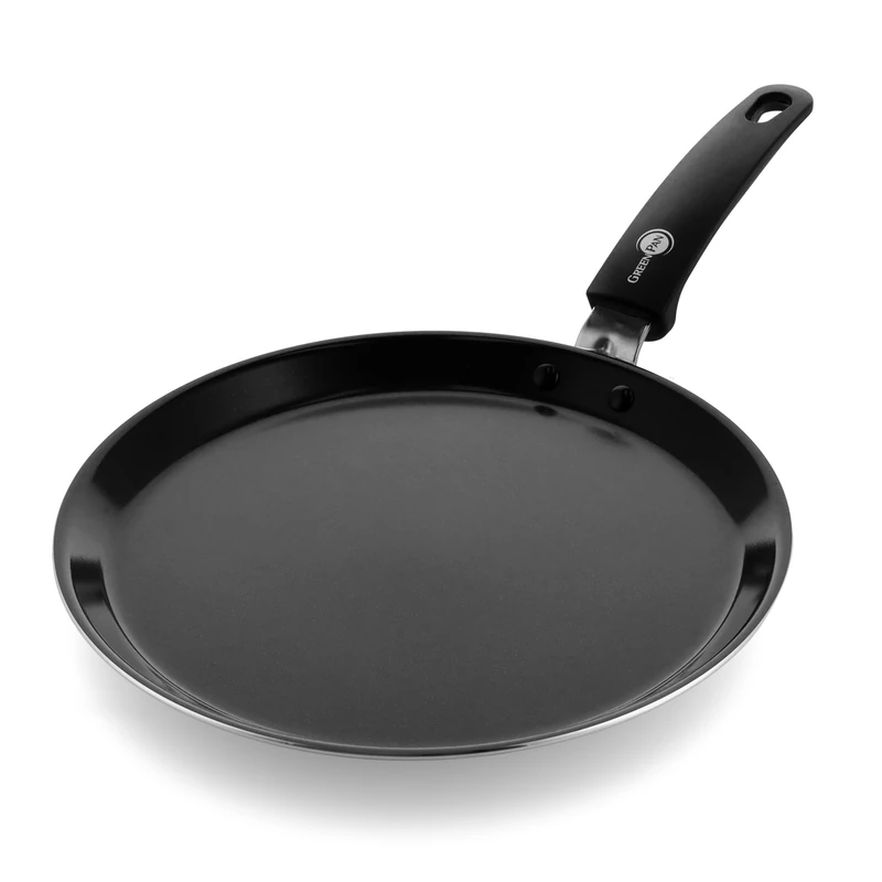 GreenPan Torino Healthy Ceramic Nonstick 28 cm Pancake Crepe Frying Pan Skillet, PFAS Free, Induction, Oven Safe up to 160°C, Black