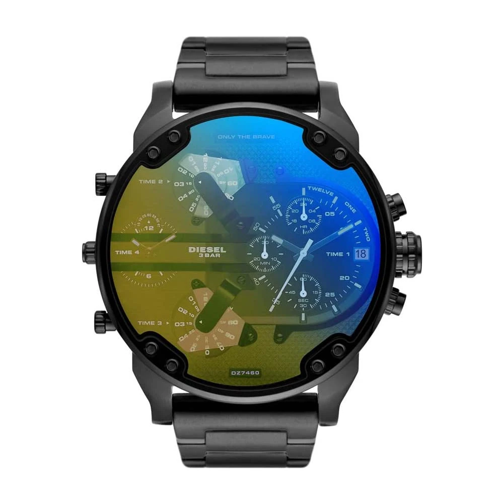 Diesel Watch for Men Mr. Daddy 2.0, Chronograph Movement, 57 mm Black Stainless Steel Case with a Stainless Steel Strap, DZ7460