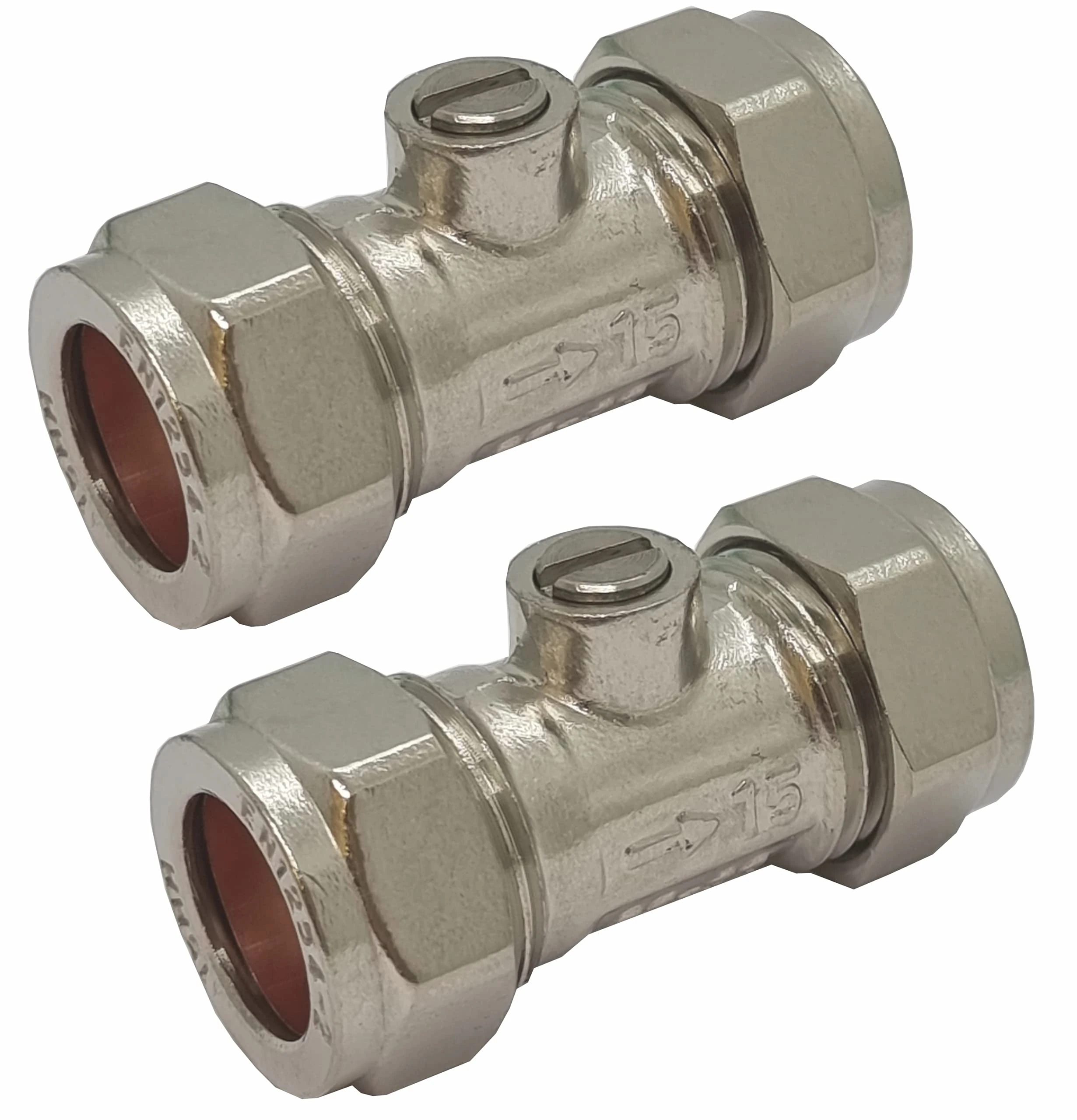 Pipestation Isolation Valve 15mm (2 Pack) | 15mm Isolation Valves | WRAS Approved Plumbing Fittings | Chrome Valves Compression | Fitting Stopcock and Stop Tap Water Shut Off Valve - Easy Installation