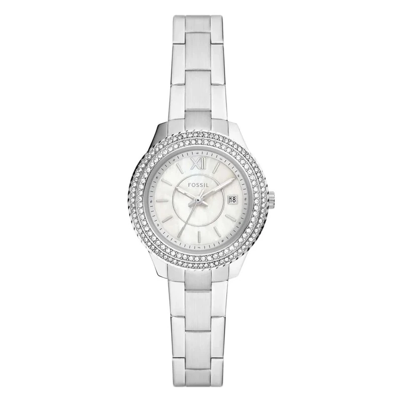 Fossil Watch for Women Stella, Three Hand Date Movement, 30 mm Silver Stainless Steel Case with a Stainless Steel Strap, ES5137 - Image 1