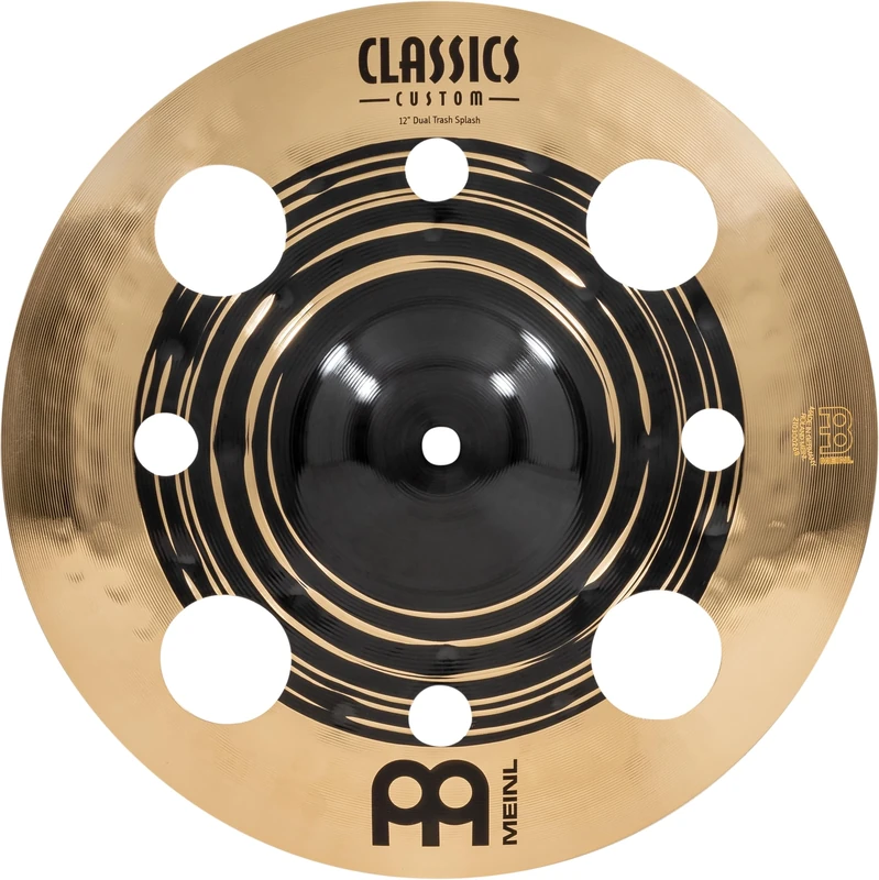 Meinl Cymbals Classics Custom Dual Trash Splash Cymbal 12 inch (Video) with holes for Drumkit (30,48cm) B12 Bronze, Dark Finish and Brilliant Finish - Made in Germany (CC12DUTRS)