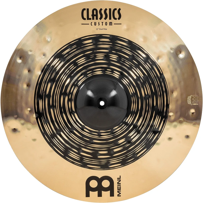 Meinl Cymbals Classics Custom Dual Ride Cymbal 22 inch (Video) for Drumkit (55,88cm) B12 Bronze, Dark Finish and Brilliant Finish - Made in Germany (CC22DUR)