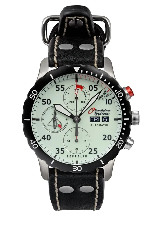 Zeppelin eurofighter Mens Analogue Automatic Watch with Leather Bracelet 7218-5