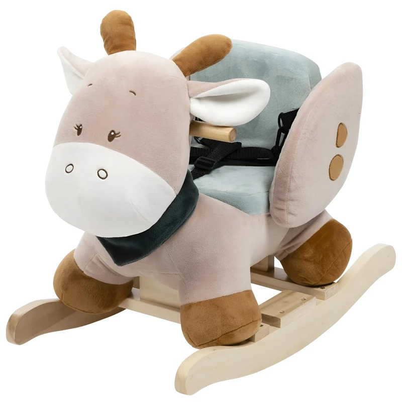Nattou Wooden Rocking Animal Toy, Fully Padded Seat, Side Supports, Safety Belt, Handles For Small Hands, PETA-Approved Vegan, 100 Percent Super Soft Polyester, 10-36 Months, Giraffe Luna